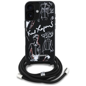 Etui Karl Lagerfeld Crossbody Grained    Pattern & Logo do iPhone 16 czarny