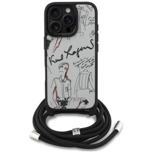 Etui Karl Lagerfeld Crossbody Grained    Pattern & Logo do iPhone 16 Pro szary