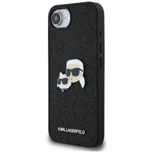Etui Karl Lagerfeld Fixed Glitter        Karl&Choupette Heads Metal Pin do iPhone 16e / 17e czarny