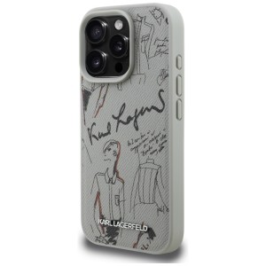 Etui Karl Lagerfeld Grained Pattern &    Logo MagSafe do iPhone 16 Pro Max szary