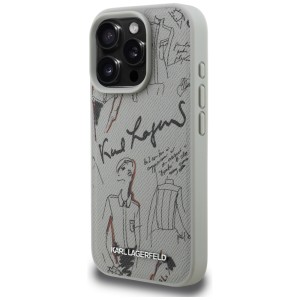 Etui Karl Lagerfeld Grained Pattern &    Logo MagSafe do iPhone 16 Pro szary