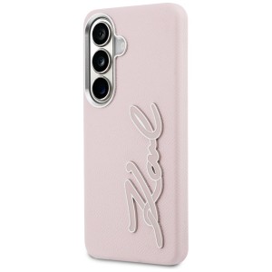 Etui Karl Lagerfeld Grained Signature    Metal Resin Logo do Samsung Galaxy S26 różowy