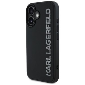 Etui Karl Lagerfeld HC 3D Rubber Elongated Glitter do iPhone 16 czarny