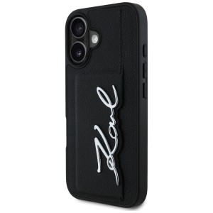 Etui Karl Lagerfeld HC Grained PU Cardslot Metal Signature do iPhone 16 czarny