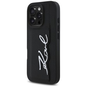 Etui Karl Lagerfeld HC Grained PU Cardslot Metal Signature do iPhone 16 Pro czarny