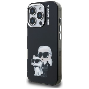 Etui Karl Lagerfeld IML Aquarelle Karl   & Choupette & Logo do iPhone 16 Pro czarny