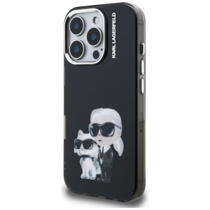 Etui Karl Lagerfeld IML Aquarelle Karl   & Choupette & Logo do iPhone 16 Pro Max czarny