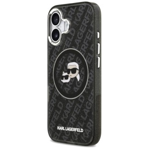 Etui Karl Lagerfeld IML Glitter Karl &   Choupette Heads Logo MagSafe do iPhone 17 czarny