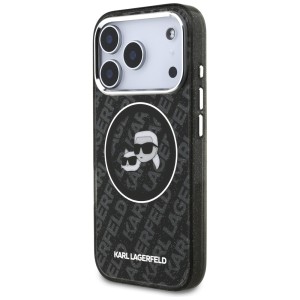 Etui Karl Lagerfeld IML Glitter Karl &   Choupette Heads Logo MagSafe do iPhone 17 Pro czarny