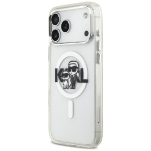 Etui Karl Lagerfeld IML Glitter Karl &   Choupette Sketch Logo MagSafe do iPhone 17 Pro Max przezroczysty