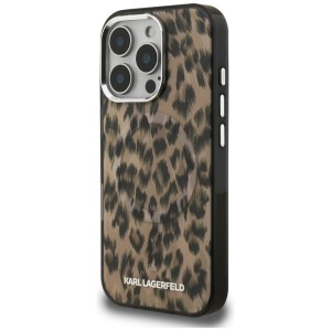 Etui Karl Lagerfeld IML Leopard Pattern  MagSafe do iPhone 16 Pro Max brązowy