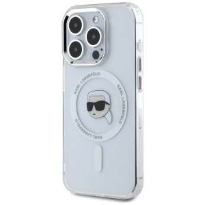 Etui Karl Lagerfeld IML Metal Karl Head  MagSafe do iPhone 15 Pro Max biały
