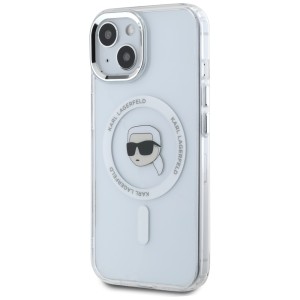 Etui Karl Lagerfeld IML Metal Karl HeadMagSafe do iPhone 15 biały