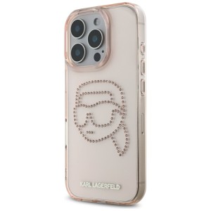 Etui Karl Lagerfeld IML Rhinestones Karl Head do iPhone 16 Pro różowy