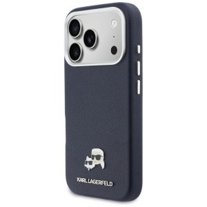 Etui Karl Lagerfeld Karl & Choupette     Head Pins Saffiano MagSafe do iPhone 17 Pro Max niebieski