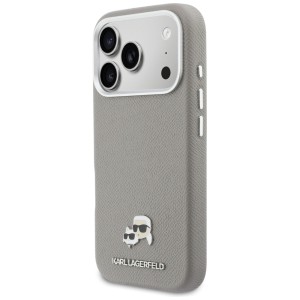 Etui Karl Lagerfeld Karl & Choupette     Head Pins Saffiano MagSafe do iPhone 17 Pro Max szary