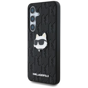 Etui Karl Lagerfeld Leather Monogram Pin Logo Choupette Head do Samsung Galaxy S25+ czarny