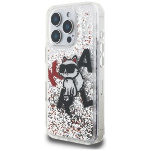 Etui Karl Lagerfeld Liquid Glitter       Choupette Logo do iPhone 16 Pro Max przezroczysty