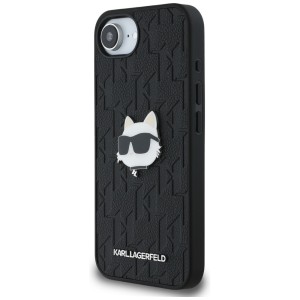 Etui Karl Lagerfeld Monogram Choupette   Head Pin do iPhone 16e / 17e czarny