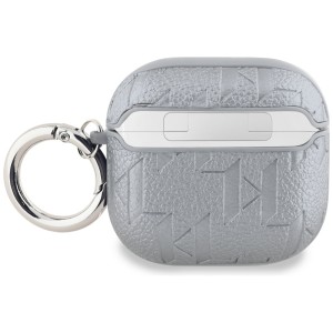 Etui Karl Lagerfeld Monogram Karl &      Choupette Head do AirPods 4 srebrny