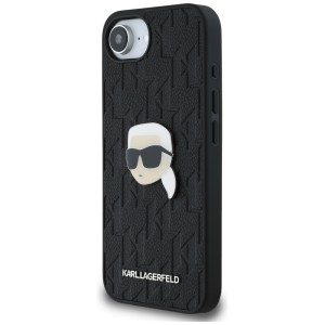 Etui Karl Lagerfeld Monogram Karl Head   Pin do iPhone 16e / 17e czarny
