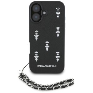 Etui Karl Lagerfeld Saffiano Crystals    w/Chain do iPhone 16 czarny