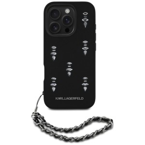 Etui Karl Lagerfeld Saffiano Crystals    w/Chain do iPhone 16 Pro Max czarny