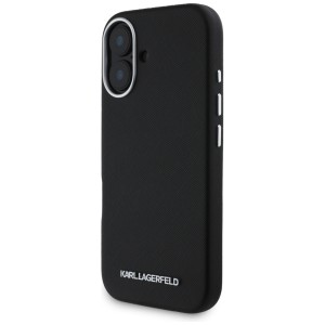 Etui Karl Lagerfeld Saffiano Full        Wrapped Elongated Metal Logo MagSafe do iPhone 16 czarny