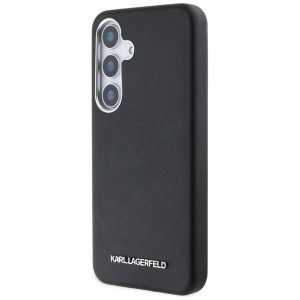 Etui Karl Lagerfeld Saffiano Full        Wrapped Elongated Metal Logo MagSafe do Samsung Galaxy S25 czarny