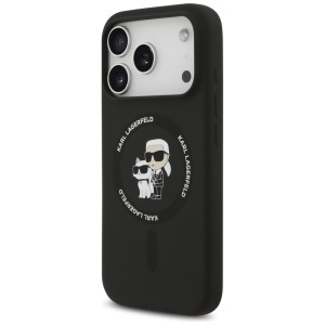 Etui Karl Lagerfeld Silicone             Karl&Choupette Ring MagSafe do iPhone 17 Pro Max czarny