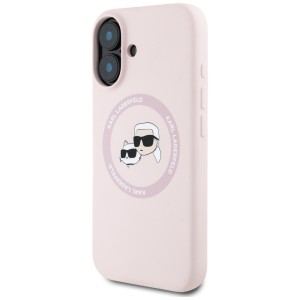Etui Karl Lagerfeld Silicone Double      Heads And Circle MagSafe do iPhone 16 różowy