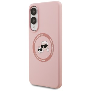 Etui Karl Lagerfeld Silicone Double      Heads And Circle MagSafe do Samsung Galaxy S25 Edge różowy
