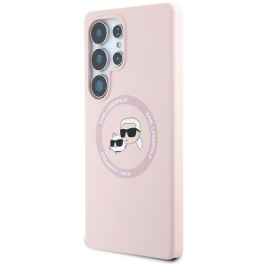 Etui Karl Lagerfeld Silicone Double      Heads And Circle MagSafe do Samsung Galaxy S25 Ultra różowy