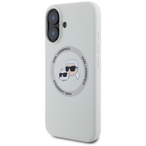 Etui Karl Lagerfeld Silicone Double Heads And Circle MagSafe do iPhone 16 beżowy