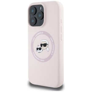 Etui Karl Lagerfeld Silicone Double Heads And Circle MagSafe do iPhone 16 Pro Max różowy