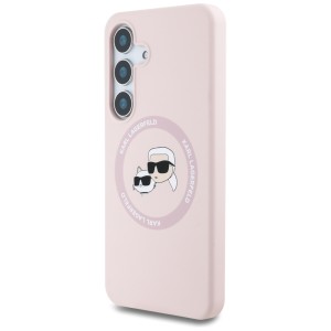 Etui Karl Lagerfeld Silicone Double Heads And Circle MagSafe do Samsung Galaxy S25+ różowy