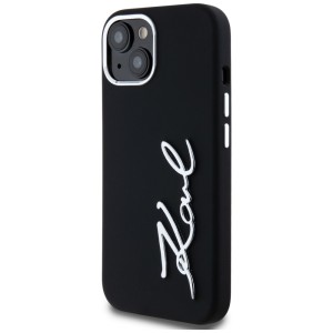 Etui Karl Lagerfeld Silicone Metal       Script Logo do iPhone 15 czarny