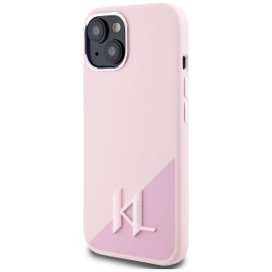 Etui Karl Lagerfeld Silicone Shadow      Metal Initial MagSafe do iPhone 15 różowy