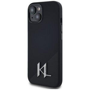 Etui Karl Lagerfeld Silicone Shadow Metal Initial MagSafe do iPhone 15 czarny