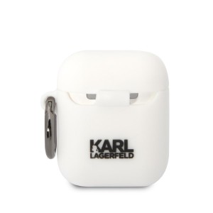 Karl Lagerfeld KLA2RUNIKH AirPods 1/2cover biały/white Silicone Karl Head 3D