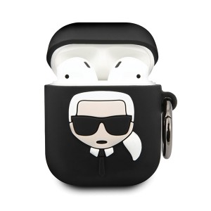 Karl Lagerfeld KLACCSILKHBK AirPods 1/2 cover czarny/black Silicone Ikonik