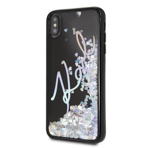 Karl Lagerfeld KLHCI65KSIGMU iPhone XsMax czarny/black hard case Signature Liquid Glitter Sequins