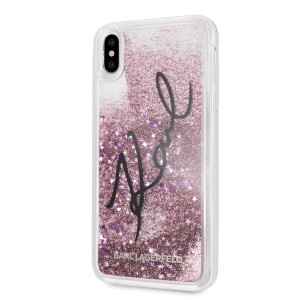 Karl Lagerfeld KLHCI65TRKSIGPI iPhone XsMax różowy/pink hard case Signature Liquid Glitter Stars