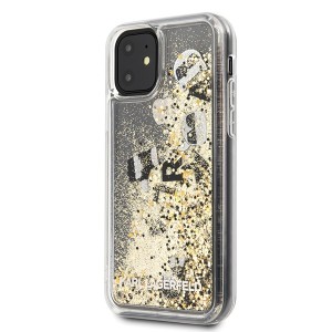 Karl Lagerfeld KLHCN61ROGO iPhone 116,1" / Xr czarno-złoty/black & gold hard case Glitter