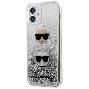 Karl Lagerfeld KLHCP12SKCGLSL iPhone12 mini 5,4" srebrny/silver hardcase Liquid Glitter Karl&Choupette