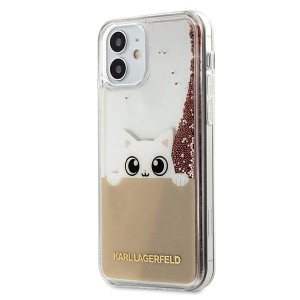 Karl Lagerfeld KLHCP12SPABGNU iPhone 12mini 5,4" różowo-złoty/pink gold hardcase PEEK A BOO Liquid Glitter