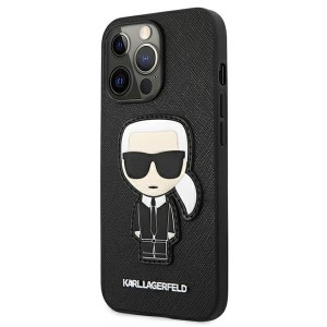 Karl Lagerfeld KLHCP13LOKPK iPhone 13Pro / 13 6,1" czarny/black hardcase Saffiano Ikonik Karl`s Patch