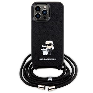 Karl Lagerfeld KLHCP13LSAKCPSK iPhone 13 Pro / 13 6.1" hardcase czarny/black Crossbody Saffiano Metal Pin Karl & Choupette