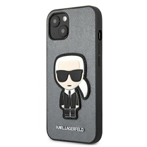 Karl Lagerfeld KLHCP13MOKPG iPhone 13/ 14 / 15 6,1" srebrny/silver hardcase Saffiano Ikonik Karl`s Patch