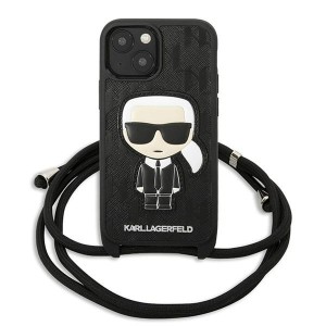 Karl Lagerfeld KLHCP13SCMNIPK iPhone 13 mini 5,4" hardcase czarny/black Leather Monogram Patch and Cord Iconik